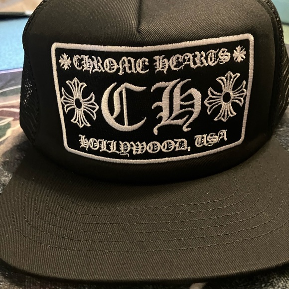 Chrome Hearts Black Mesh Cap with White Embroidery - Picture 1 of 5